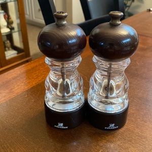 Peugeot Wood & Acrylic 6” Salt & Pepper Mills - Made in France Good Condition